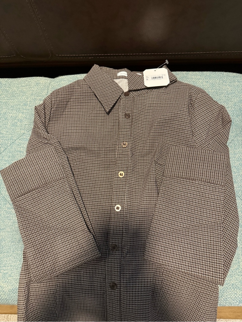 Altar’D State Button-Front Micro-Check Shirt in multi Brown